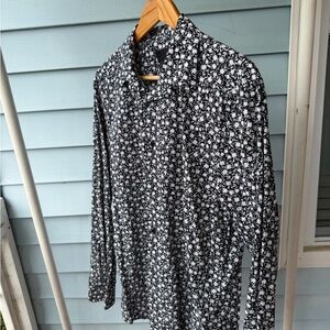 Black & White Floral Button-Up Shirt